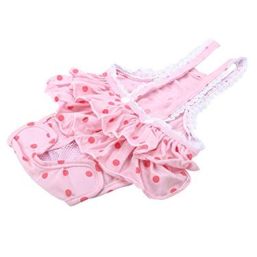 Imagem de ZJchao Freia de Bulldog Francesa Feminino, Suspenders de Cão Período Cão Panties Pet RoupheRs Freiações de Picadas de Salto Dots Calças de Suspensório Sanitário Menstrual para Cães Bulldog Francês (S)