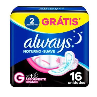 Imagem de Absorvente Always Pink Suave Noturno Com Abas Leve 16 Pague 14
