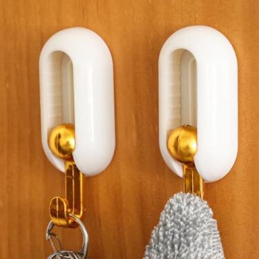 Imagem de 2 peças de ganchos de toalha para banheiro, suporte de toalha de parede minimalista moderno gancho de roupão de parede de plástico resistente para cozinha, quarto, hotel, piscina (branco, 7 x 3,6 x