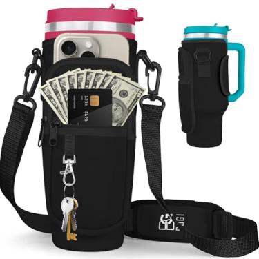 Imagem de Bolsa de transporte para garrafa de água com bolso para celular Stanley Copo Stanley de 1,134 g com alça, suporte de copo Stanley de neoprene com alça ajustável, bem feito e encaixado perfeitamente