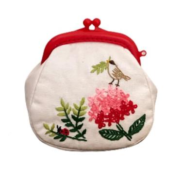 Imagem de Bolsa de moedas bordada para mulheres - Bolsa pequena feita à mão com design floral - Mini carteira para moedas, cartões e itens essenciais - verão