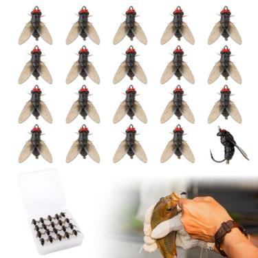 Imagem de 20 peças de iscas de pesca com mosca, 1,8 x 1,5 x 1,3 cm, kit voador realista, truta, iscas artificiais macias para equipamento de anzol masculino