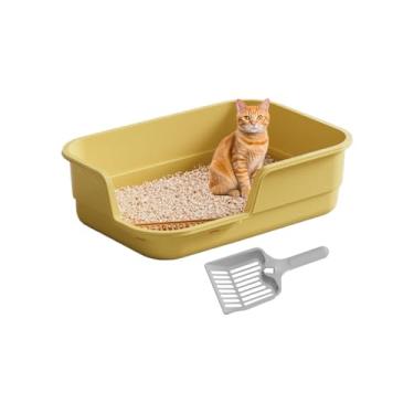 Imagem de Grande Caixa De Areia Para Gatos | Semi-Fechada Com Bordas Altas E Pá,Caixa De Areia Com Laterais Altas Para Gatos,Para Controle De Odor Limpeza Gatinho Idoso Animal De Estimação Casa Apartamento Hote