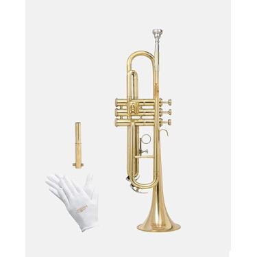 Imagem de Queen Brass Kit de trompete premium para iniciantes e estudantes, instrumento musical de latão com bolsa resistente, bocal 7C, conjunto completo de limpeza