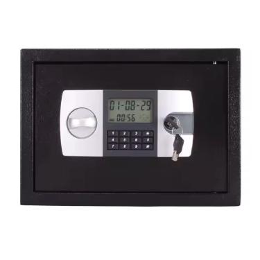 Imagem de Cofre Eletronico Senha Chave Porta Documentos Display Lcd Bandeja Chumbadores Com Suporte De Parede