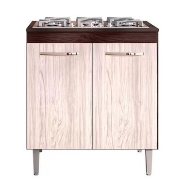 Imagem de Balcão Cooktop 80cm Andréia 1 Porta Ajl Móveis Castanho Avelã