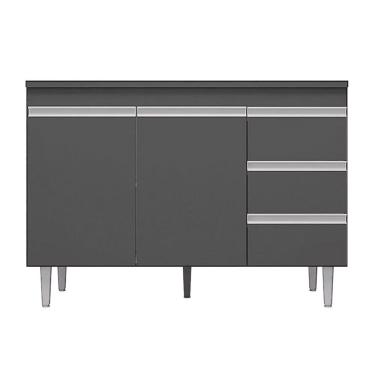 Imagem de Balcão Gabinete Cozinha Andreia 120cm 2 Porta Ajl Móveis S-t Cinza