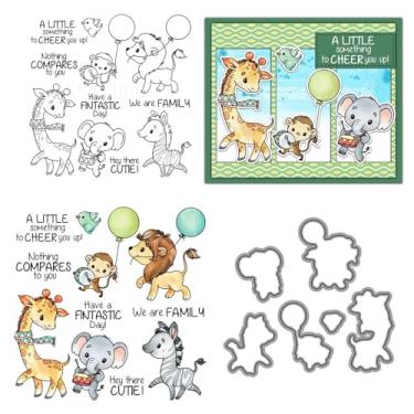 Imagem de Balões de zebra girafa, carimbos transparentes e conjuntos de recortes para fazer cartões artesanais, moldes de corte de metal, estêncil, scrapbook, suprimentos para gravação em relevo, modelo de