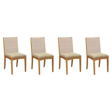Imagem de Kit 4 Cadeiras Sala Jantar Lara 4 Un Carvalho Bouclê Bege Tela Bege