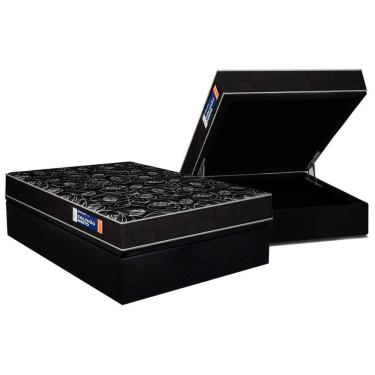 Imagem de Conjunto Box Baú Casal: Colchão Espuma Plumatex D28 Isopluma Vip + Base Crc Suede Black (138x188)