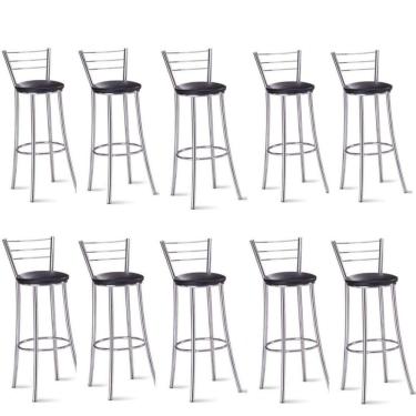 Imagem de Kit 10 Banquetas Para Bancada Cromada Grazi Preto