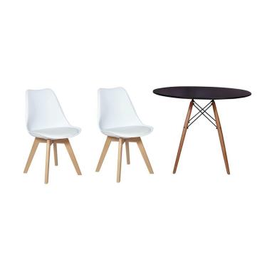 Imagem de Kit Mesa Jantar Eiffel Preta+02 Cadeiras Leda Branca