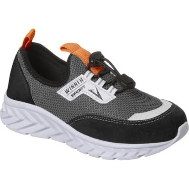 Imagem de Tênis Infantil Esportivo Escolar, Calce Fácil com Elástico, Casual e Confortável, Menino (Preto/Laranja, BR, Criança de 4 a 8 anos, Numérico, 29)