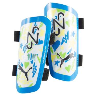 Imagem de Caneleira Neymar Jr Puma Ultra Light Strap Infantil - Branca/Azul M-Feminino