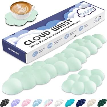 Imagem de Sushret Descanso de Pulso em Nuvem para Teclado - Almofada de Espuma de Memória e Couro PU, Apoio de Braço Fofo, Acessório para Mesa de PC/Gaming/Escritório, Almofada para Mão de Computador