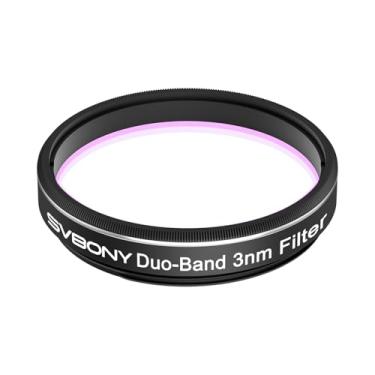 Imagem de SVBONY Filtro de telescópio SV220, H-Alpha e OIII, filtro de nebulosa de 3 nm de banda dupla de 3 cm, profundidade de corte OD5, design de revestimento de halo mínimo, transmissão máxima de 85%, para