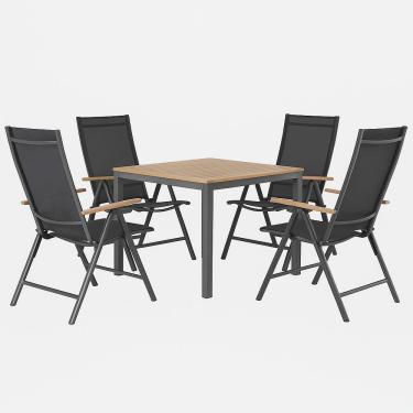 Imagem de Conjunto Jardim Aluminio 5 Pecas Mesa 4 Cadeiras Reclinaveis