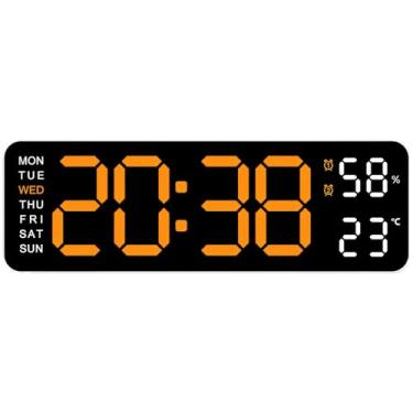 Imagem de LUMINFLY Relógio LED de alta definição de 22 cm com suporte de parede, alarme duplo, alimentado por USB, moldura de plástico para casa ou escritório