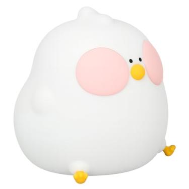 Imagem de Luminária LED Decorativa de Mesa, Formato Galinha, Silicone Branco, Luz Noturna Portátil, Toque Sensível, Bateria Recarregável, Moderna, 30cm Altura, Para Escritório