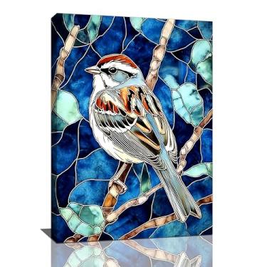 Imagem de Arte de parede de pássaro para mulher linda pardal decoração de parede em tela de berçário vintage imagens estéticas pinturas impressões de arte decorações emolduradas para banheiro quarto sala de