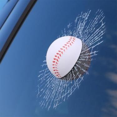 Imagem de Adesivo de vidro quebrado complicado de brincadeira 3D, adesivo autoadesivo com bola de beisebol estéreo, adesivos de para-choque estilo carro decalques e ímãs, decorações