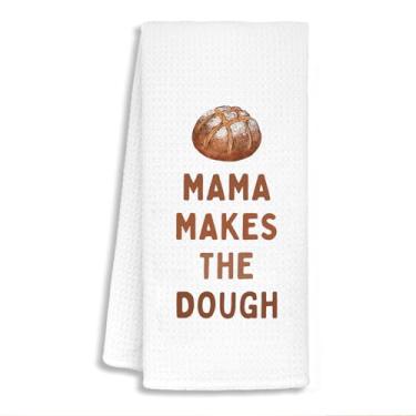 Imagem de STHTTSW Toalhas de cozinha para presentes de fermento, presentes de panificação para mãe, mãe, mulheres, toalhas de chá para assar massa fermentada, cozinha, padaria, Mama Makes The Dough, toalhas de