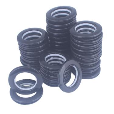 Imagem de KEJNYT 36 peças de ilhós de cortina, diâmetro interno 40 mm-75 mm (1-9/40.6 cm) anéis de ilhó de cortina de silêncio ilhós romanos para cortinas drapeadas (preto)