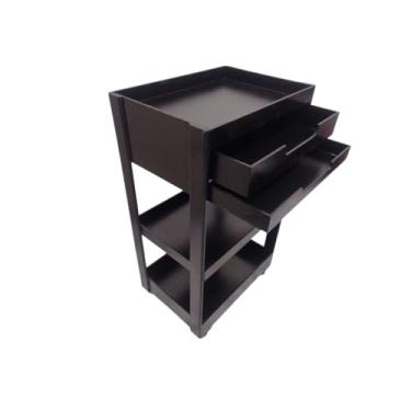 Imagem de Carrinho Auxiliar com Rodas 65,5cm - Carrinho Organizador Multiuso para Estética e Escritório - Preto/Branco/Rosa(Preto COM Gaveta)