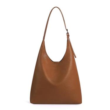 Imagem de Bolsa Hobo Despojada para Mulheres, Bolsa de Ombro de Couro Vegano com Alça Ajustável para Viagens, Trabalho e Uso Diário, Marrom
