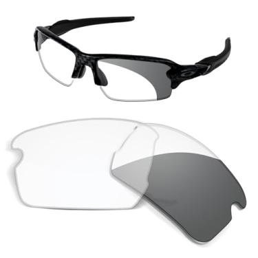 Imagem de Lentes de substituição de 1,5 mm compatíveis com óculos de sol Oakley Flak 2.0 Asian Fit OO9271 61 mm, resistente a impactos - cinza fotocromático