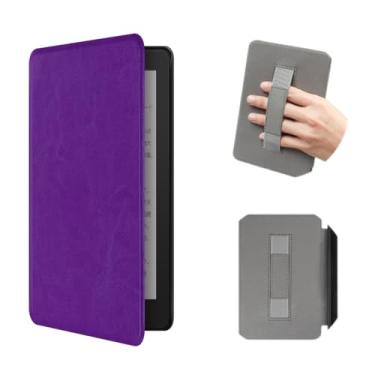 Imagem de Akacy Textura de imitação de couro com alça para Kindle paperwhite de 15 cm 10ª geração 2018, capa traseira de borracha TPU de silicone flexível e fina e fina, cantos reforçados (7)