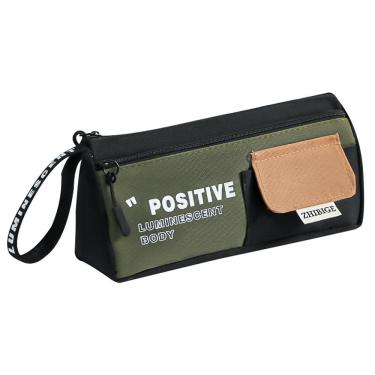 Imagem de Estojo de lápis de grande capacidade com design de texto positivo de camada dupla