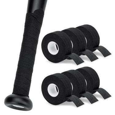 Imagem de AquaLume Pacote com 6 fitas adesivas para taco de beisebol – 10 m x 2,5 cm por rolo de aderência para taco de softball, fita adesiva premium com sensação profissional para alças, ótima para raquetes
