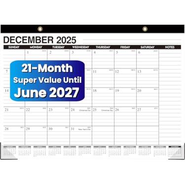 Imagem de Calendário de mesa 2025-2026 - Calendário de parede de 21 meses, outubro de 2025 a junho de 2027, 43 x 30 cm, espaço amplo, capa de plástico, calendário mensal grande perfeito para casa, escritório e