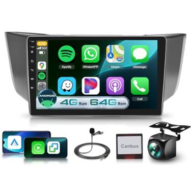 Imagem de Rádio 4G + 64G para Lexus RX300 RX330 RX350 RX400H 2004-2009 com DSP/Wireless Carplay/Android Auto, tela sensível ao toque de 9 polegadas 1280P Android Car Stereo Bluetooth 5.0 FM/RDS Mirrorlink