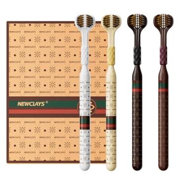 Imagem de Escova de Dente 3 Lados, Kit com 4 Unidades, Design de Limpeza Tripla, Cerdas Super Macias e Densas, Escova Adulto, Embalagem Premium para Presente, Ideal para Gengivas Sensíveis, para Uso em Família ou para Presentear