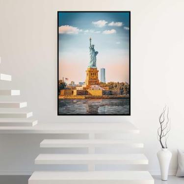 Imagem de Quadros Decorativos com Moldura Mulher Folhas Douradas luxo Abstrato Sala Quarto Kit Conjunto 2