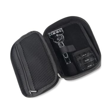 Imagem de Bolsa de viagem manual para navalha com bolsa de rede de armazenamento compatível com Gillette & Harrys, bolsa organizadora de barbear leve e portátil com zíper