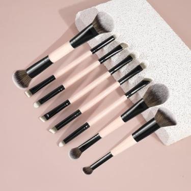 Imagem de Pincel de maquiagem de 8 peças com bolsa de veludo, pincéis macios para viagens, adequado para misturar base, blush, sombra e sobrancelhas (tez)