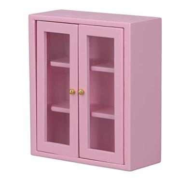 Imagem de Cryfokt Armário de Cozinha para Casa de Bonecas, Móveis Em Miniatura de Bétula Resistente para Cenas de Quarto e Sala de Estar (Rosa)