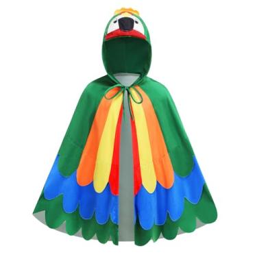 Imagem de yolsun Parrot Costume for kids, Boys Girls Parrot Cape with Hood, Parrot Animal Role Play Costume(29.5", Green)