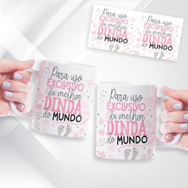 Imagem de Caneca Xicará Dindo ou Dinda. Padrinho ou Madrinha. Branca. Cerâmica 325ml (ARTE 06)