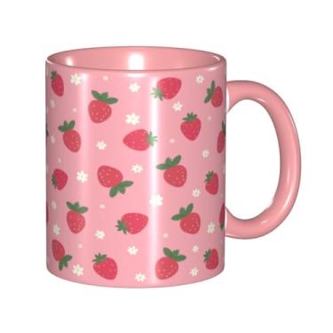 Imagem de Yrebyou Caneca de café de morango, xícara de chá de cerâmica de 325 ml, para mulheres, homens, presentes de aniversário, Natal, escritório, casa, micro-ondas, novidade engraçada
