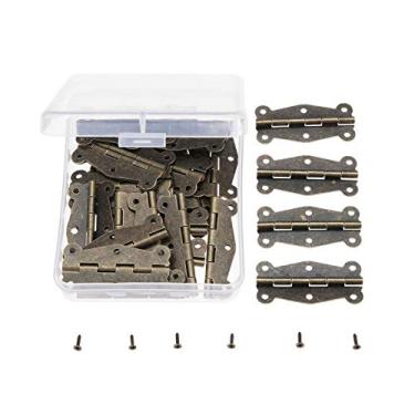 Imagem de 60pcs antiguidade de bronze de bronze armário porta bagagem bunda de jóias caixas de madeira dobradiças decorativas com parafusos e caixa de armazenamento YYDFPIIA