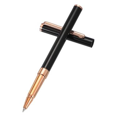 Imagem de PATIKIL Caneta esferográfica de metal luxuosa, 0,5 mm, tinta preta, esferográfica, luxo, artesanato, presente para homens e mulheres, escrita, assinatura de escritório, preto, tom de ouro rosa