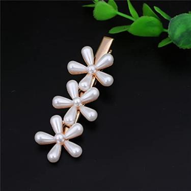 Imagem de Grampos de cabelo com flor de pérola sintética para meninas, boêmios, doces, multiflorais, acessórios de cabelo femininos coreanos (TS7140)