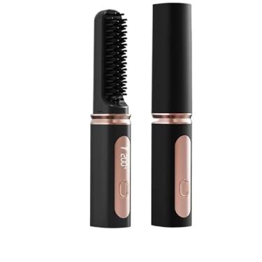 Imagem de Escova Alisadora, Escova Alisadora Recarregável Modeladora com 3 Cores e sem Fio, 16mm-20mm(Preto)