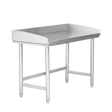 Imagem de Mesa de cozinha comercial de metal, mesa de preparação de alimentos de aço inoxidável, estações de trabalho utilitárias, mesa de preparação de cozinha com backsplash (100 x 50 cm/39,3 x 19,6 cm)