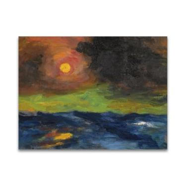 Imagem de RYLJCZ Pinturas famosas abstratas. Pôsteres e impressões de arte de Emil Nolde (Sol Veiled). Reprodução em tela. Quadro decorativo para sala de estar. (60 x 84 cm (23 x 33 polegadas/sem moldura)