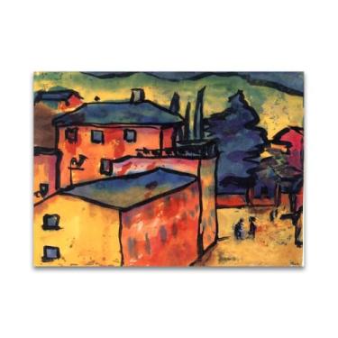 Imagem de RYLJCZ Pinturas famosas abstratas. Pôsteres e impressões de arte de Emil Nolde (casas). Reprodução em tela. Quadro decorativo para sala de estar. (50 x 70 cm (19,7 x 27,5 pol)/sem moldura)